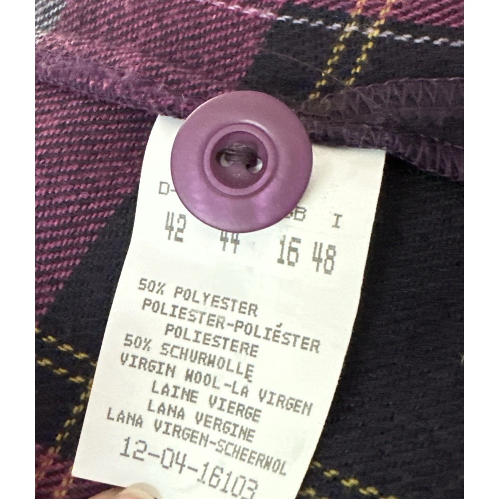Schmeinck Jacket Womens 12 Purple Pink Plaid Wool Blend Coat Button Lightweight - Picture 9 of 11